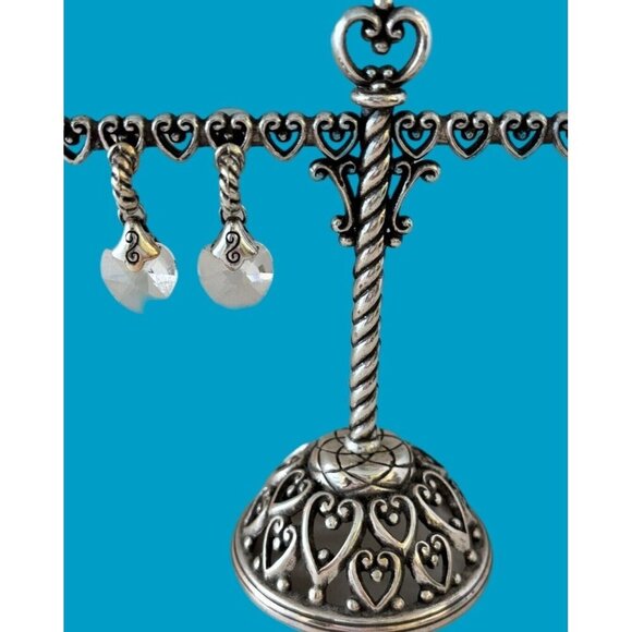 BRIGHTON Necklace Toggle Chain & 3 Dangling Crystal Hearts Matching earrings - Picture 5 of 10